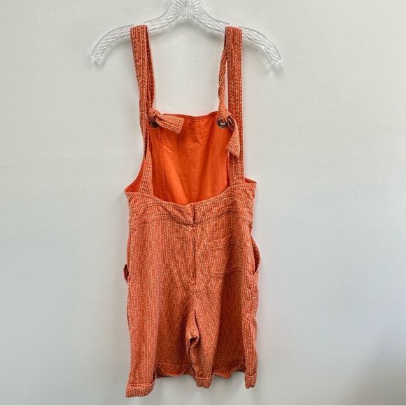 🎉HP🎉Anthropologie Seen Worn Kept Orange Square Neck Shortalls Romper - Picture 6 of 6